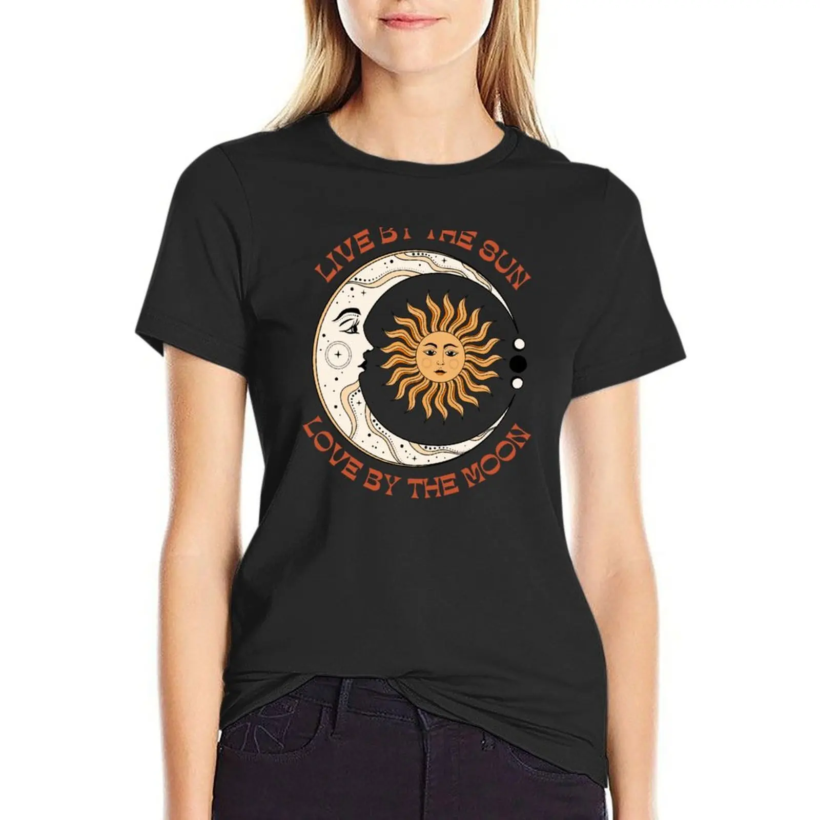 Live By The Sun Love By The Moon T-Shirt summer top cute clothes cropped t shirts for Women
Live By The Sun Love By The Moon T-Shirt summer top cute clothes cropped t shirts for Women