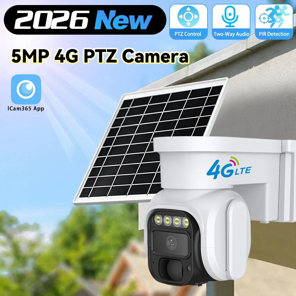 5MP HD 4G Sim Card Security Camera Outdoor IP Camera Solar Panel Charge PIR Detect Automatic Alarm Wide Angle PTZ ICam365 App
5MP HD 4G Sim Card Security Camera Outdoor IP Camera Solar Panel Charge PIR Detect Automatic Alarm Wide Angle PTZ ICam365 App
