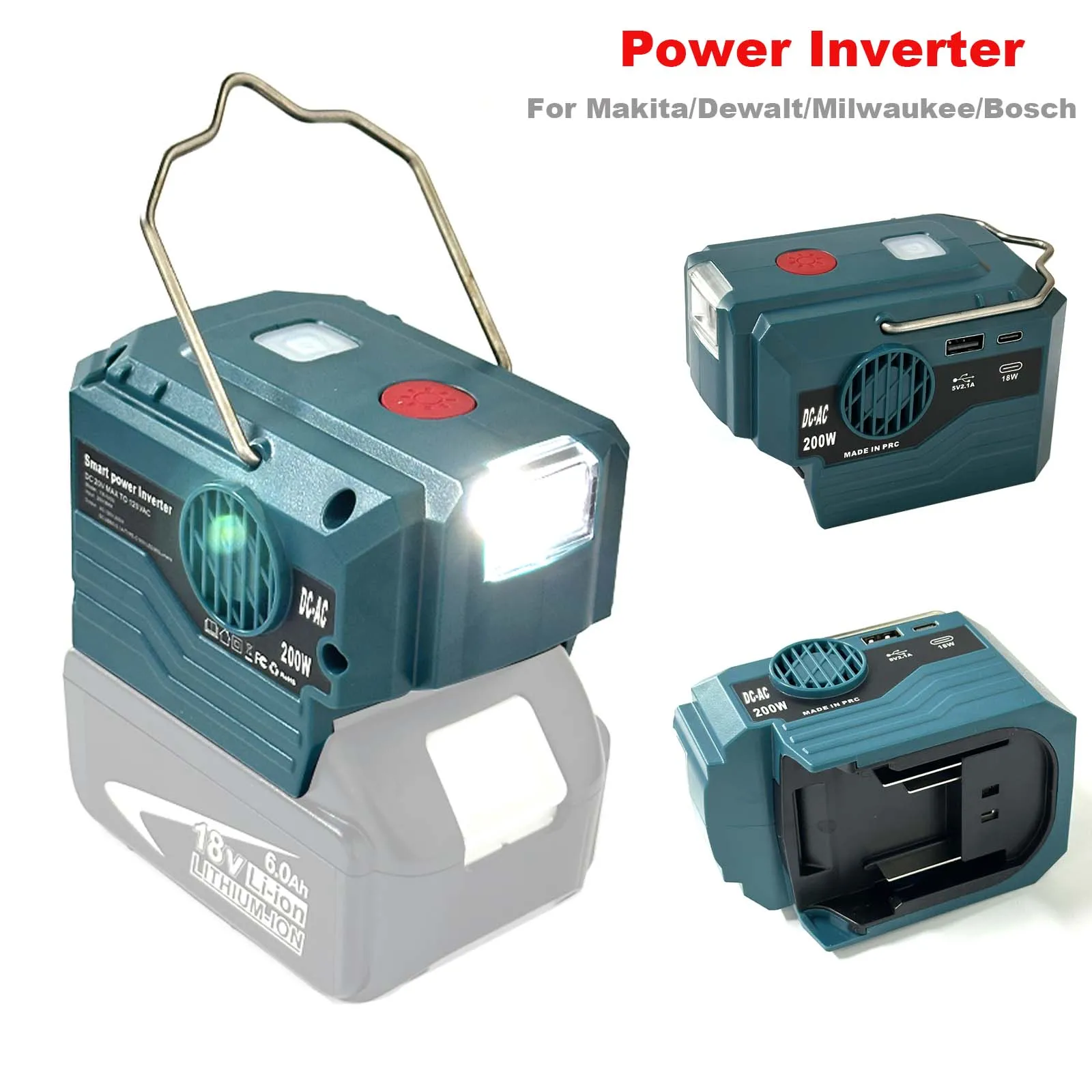 NEW AC220V Output Inverter Power Supply Adapter LED Light For Makita/Dewalt/Bosch/Milwaukee 18V Li-ion Battery with USB&Type-C
NEW AC220V Output Inverter Power Supply Adapter LED Light For Makita/Dewalt/Bosch/Milwaukee 18V Li-ion Battery with USB&Type-C