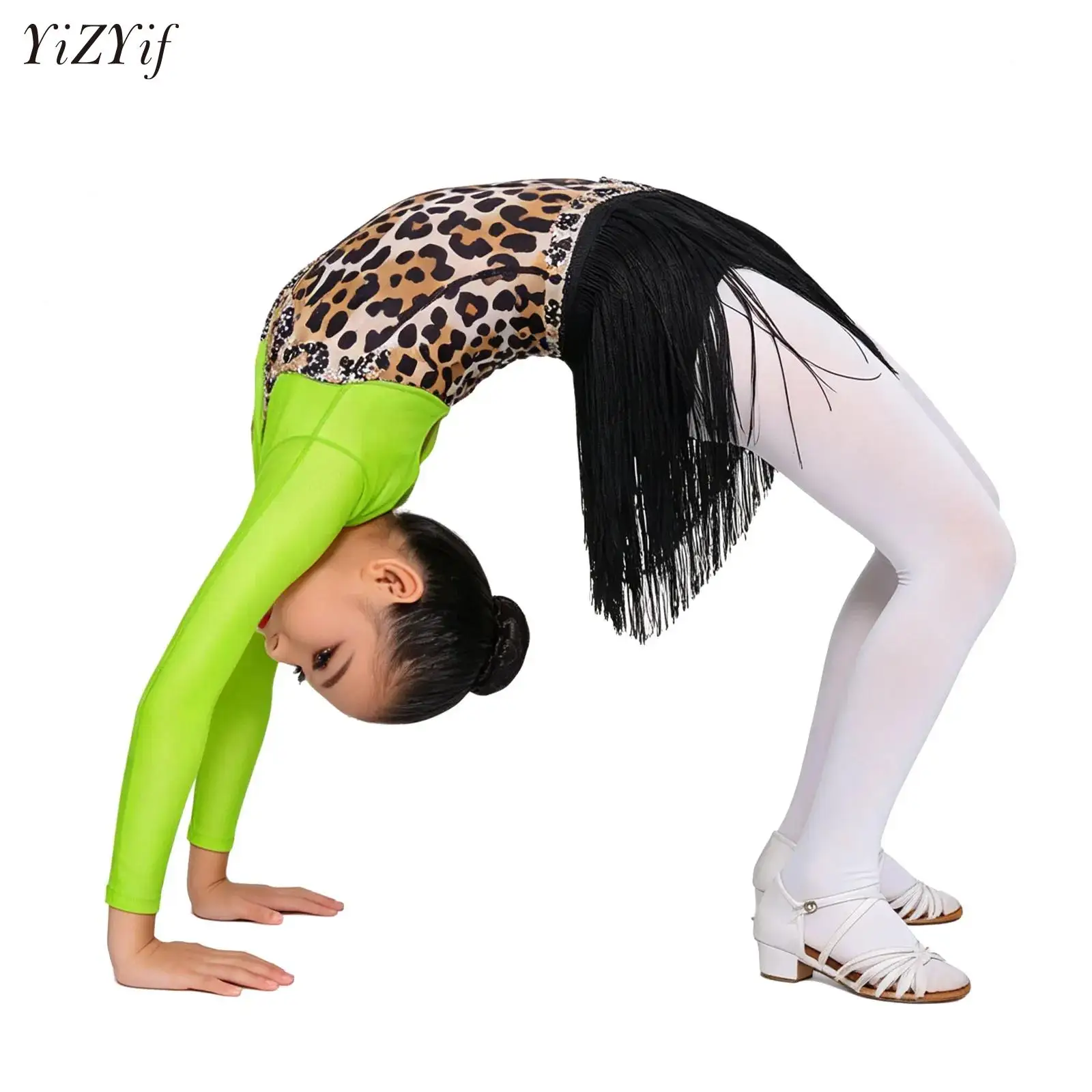 Kids Latin Dance Clothes for Girls Long Sleeves Leopard Print Fringe Latin Dance Dress Rumba Samba Performance Competition Wear
Kids Latin Dance Clothes for Girls Long Sleeves Leopard Print Fringe Latin Dance Dress Rumba Samba Performance Competition Wear