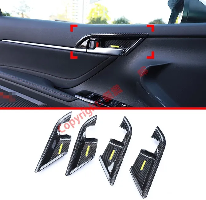 Накладка на внутреннюю дверную ручку из углеродного волокна для Toyota Camry MK8 2018 2019, автомобильные аксессуары, наклейки
Накладка на внутреннюю дверную ручку из углеродного волокна для Toyota Camry MK8 2018 2019, автомобильные аксессуары, наклейки