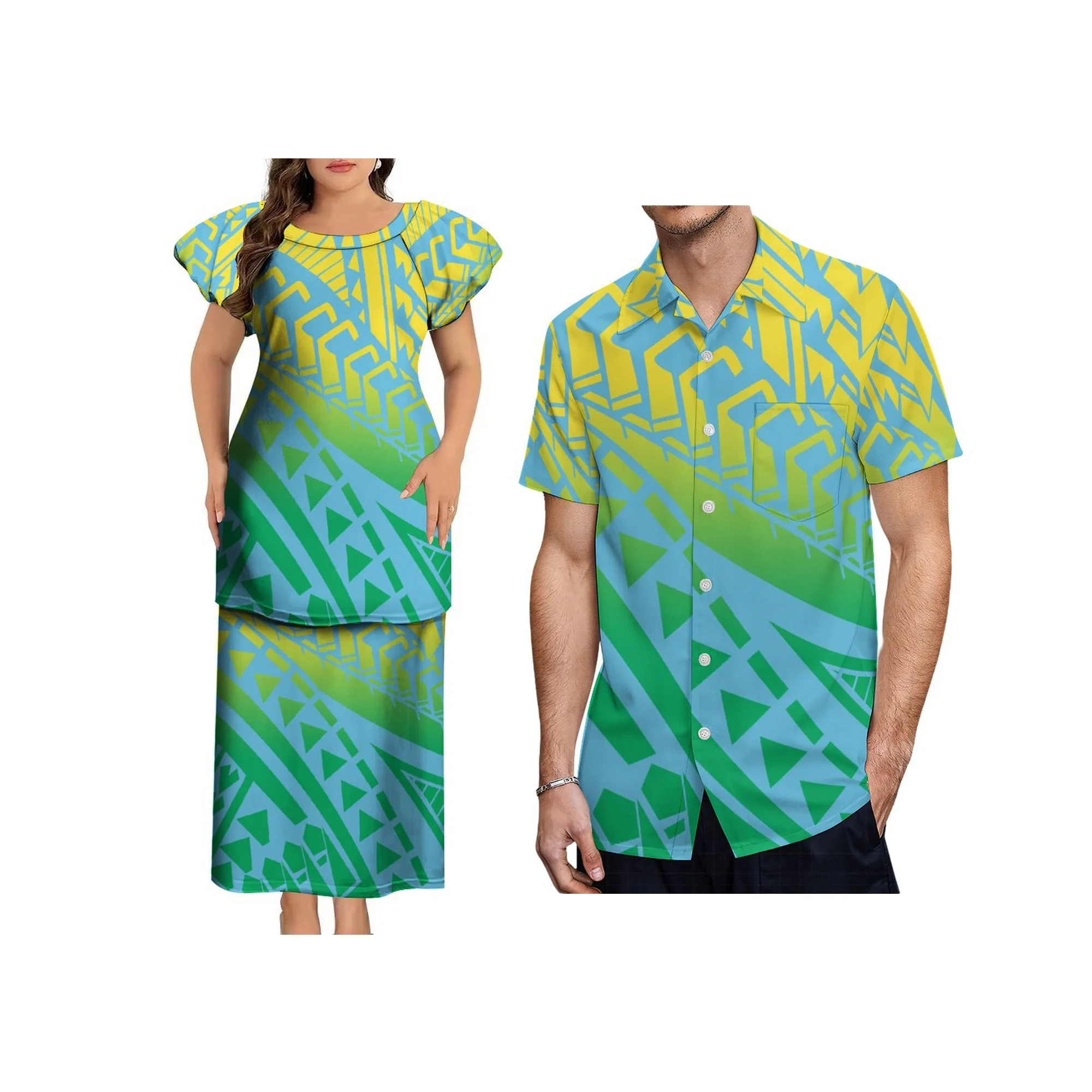 High Quality Custom Hawaii Puff Sleeve Tonga Puletasi Polynesian Samoa Womens 2 Pieces Sets Dress
High Quality Custom Hawaii Puff Sleeve Tonga Puletasi Polynesian Samoa Womens 2 Pieces Sets Dress