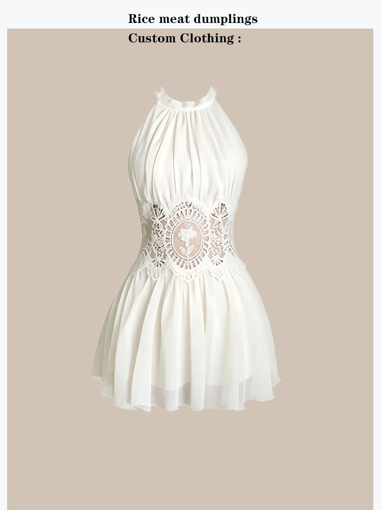 Gentlewoman Style Lace Hollow out Neckline Dress Soft A-Line Skirt French Style Women's Fashion Thin Polyester Chiffon Dress
Gentlewoman Style Lace Hollow out Neckline Dress Soft A-Line Skirt French Style Women's Fashion Thin Polyester Chiffon Dress