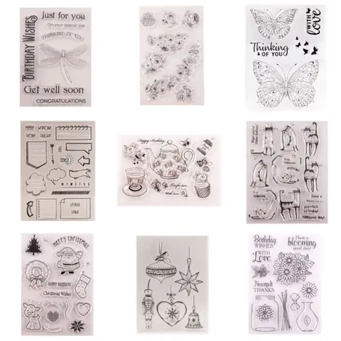 Kart Yapımı ve Günlük Tutma için Şeffaf Damgalar, Doğum Günü ve Emeklilik Anıtları için Silikon Kauçuk Damgalar, Günlükler, Albümler ve Scrapbooking için