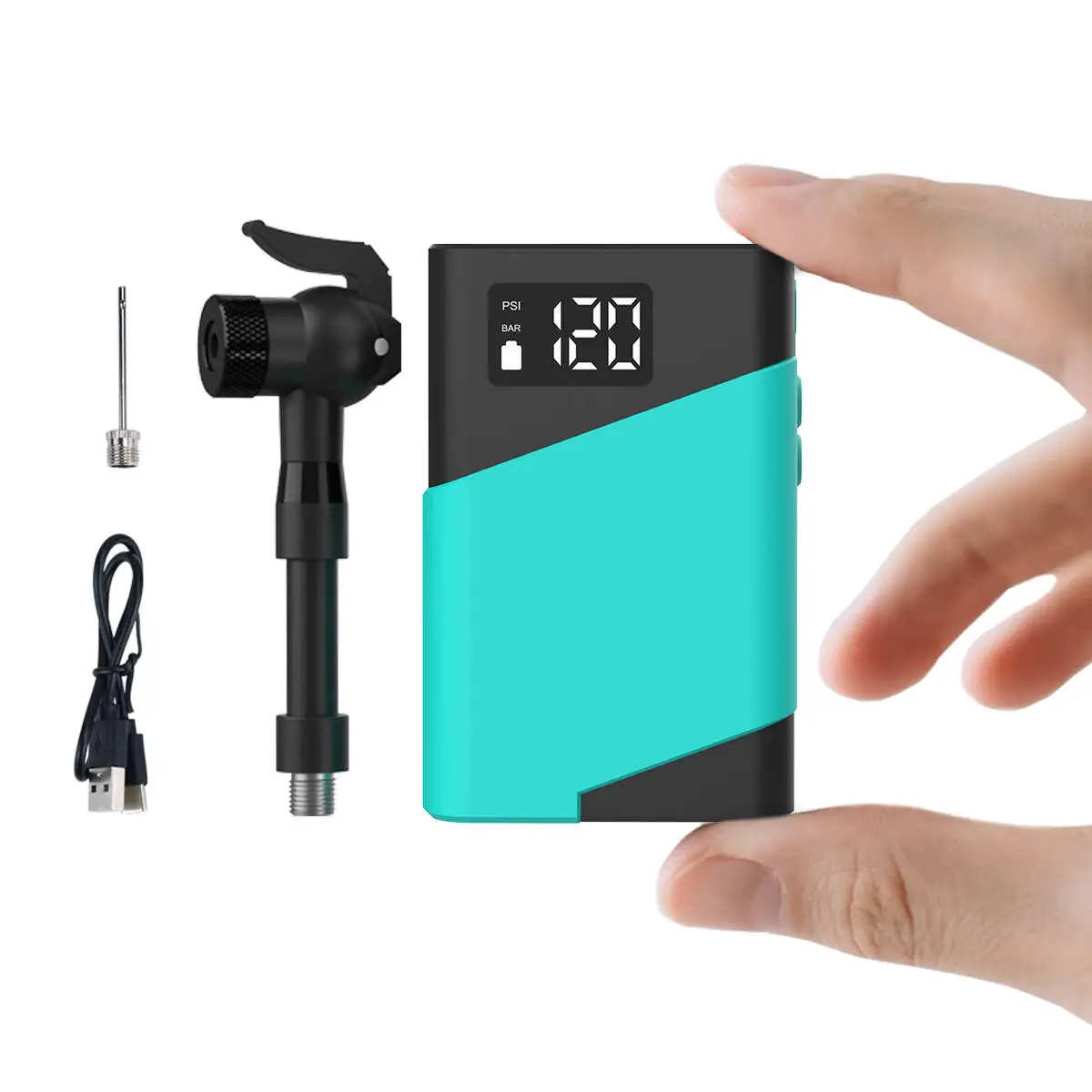 Portable Wireless Mini Electric Bicycle Pump 120PSI Air Inflator Bike Pump Type-C Rechargeable MTB Road AV FV Valve Cycling Pump
Portable Wireless Mini Electric Bicycle Pump 120PSI Air Inflator Bike Pump Type-C Rechargeable MTB Road AV FV Valve Cycling Pump