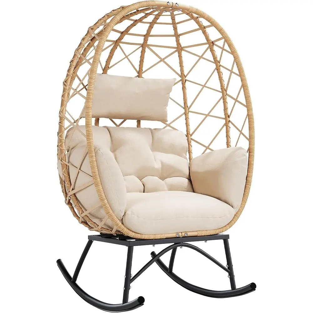 Oversized Outdoor Wicker Egg Rocking Chair with Cushion for Patio, Living Room, or Bedroom - Beige
Oversized Outdoor Wicker Egg Rocking Chair with Cushion for Patio, Living Room, or Bedroom - Beige