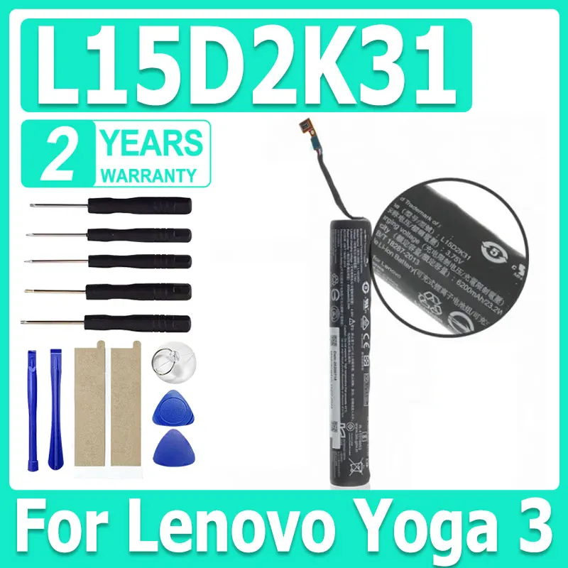 L15D2K3T L15C2K3T New Tablet Battery For LENOVO YOGA 3 Tablet-850M Yt3-850F YT3-850 YT3-850M YT3-850L 3.75V 6200mAh +Tools
L15D2K3T L15C2K3T New Tablet Battery For LENOVO YOGA 3 Tablet-850M Yt3-850F YT3-850 YT3-850M YT3-850L 3.75V 6200mAh +Tools