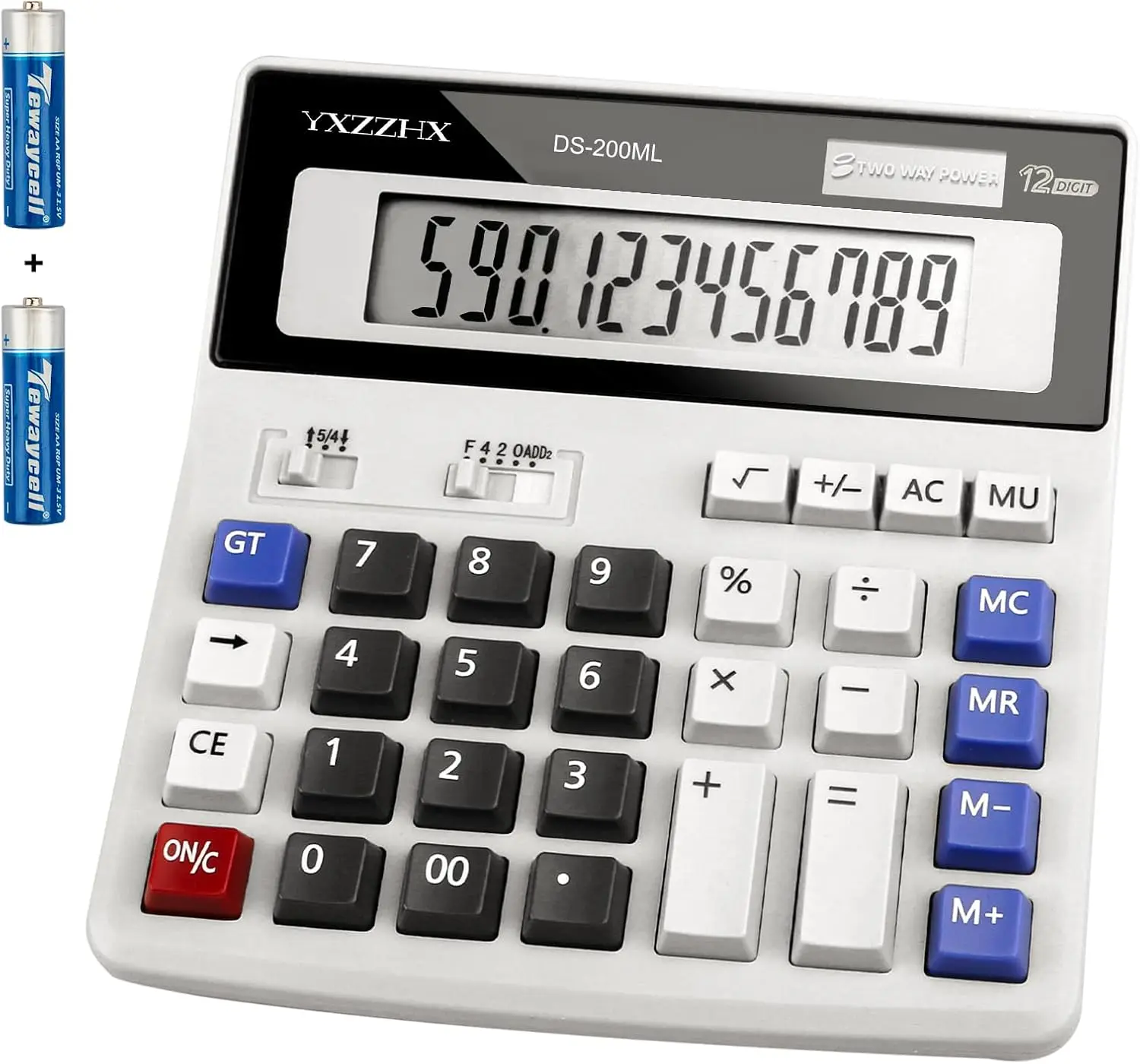 12-Digit Desk Calculator with Large LCD, Solar & Battery, Big Buttons, White
12-Digit Desk Calculator with Large LCD, Solar & Battery, Big Buttons, White