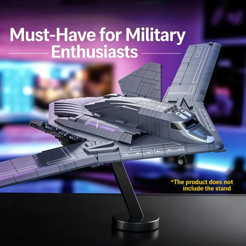 Military-Themed Building Set - Stealth Jet with Movable Tail and Landing Gear
Military-Themed Building Set - Stealth Jet with Movable Tail and Landing Gear