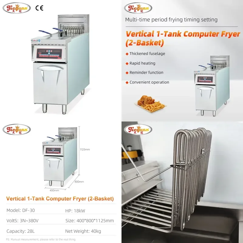 2026 Commercial Vertical Computer Electric Fryer Machine 18kw 3N~380V Tank Fryer for Fast Food Business
2026 Commercial Vertical Computer Electric Fryer Machine 18kw 3N~380V Tank Fryer for Fast Food Business