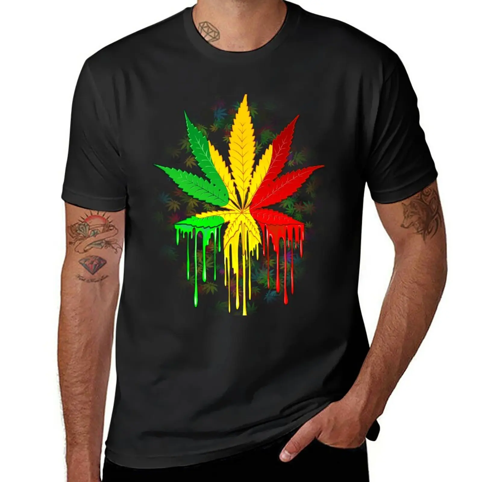 New Leaf Rasta Colors Dripping Paint T-Shirt Aesthetic clothing custom t shirt Blouse funny t shirts for men
New Leaf Rasta Colors Dripping Paint T-Shirt Aesthetic clothing custom t shirt Blouse funny t shirts for men
