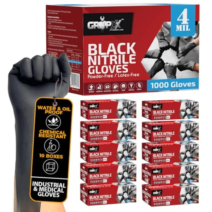 Black Nitrile Gloves Disposable Latex Free Powder Free 4 Mil Rubber Gloves for Cleaning Cooking Mechanic XS XXL
Black Nitrile Gloves Disposable Latex Free Powder Free 4 Mil Rubber Gloves for Cleaning Cooking Mechanic XS XXL