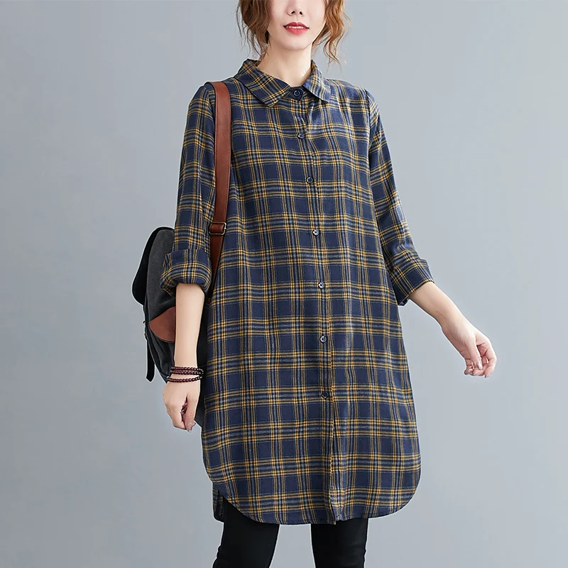 Loose Midi Plaid Shirt Women's Casual Style Long Sleeve Large Size Artistic Vintage Checkered Top Breathable Comfortable Fabric
Loose Midi Plaid Shirt Women's Casual Style Long Sleeve Large Size Artistic Vintage Checkered Top Breathable Comfortable Fabric