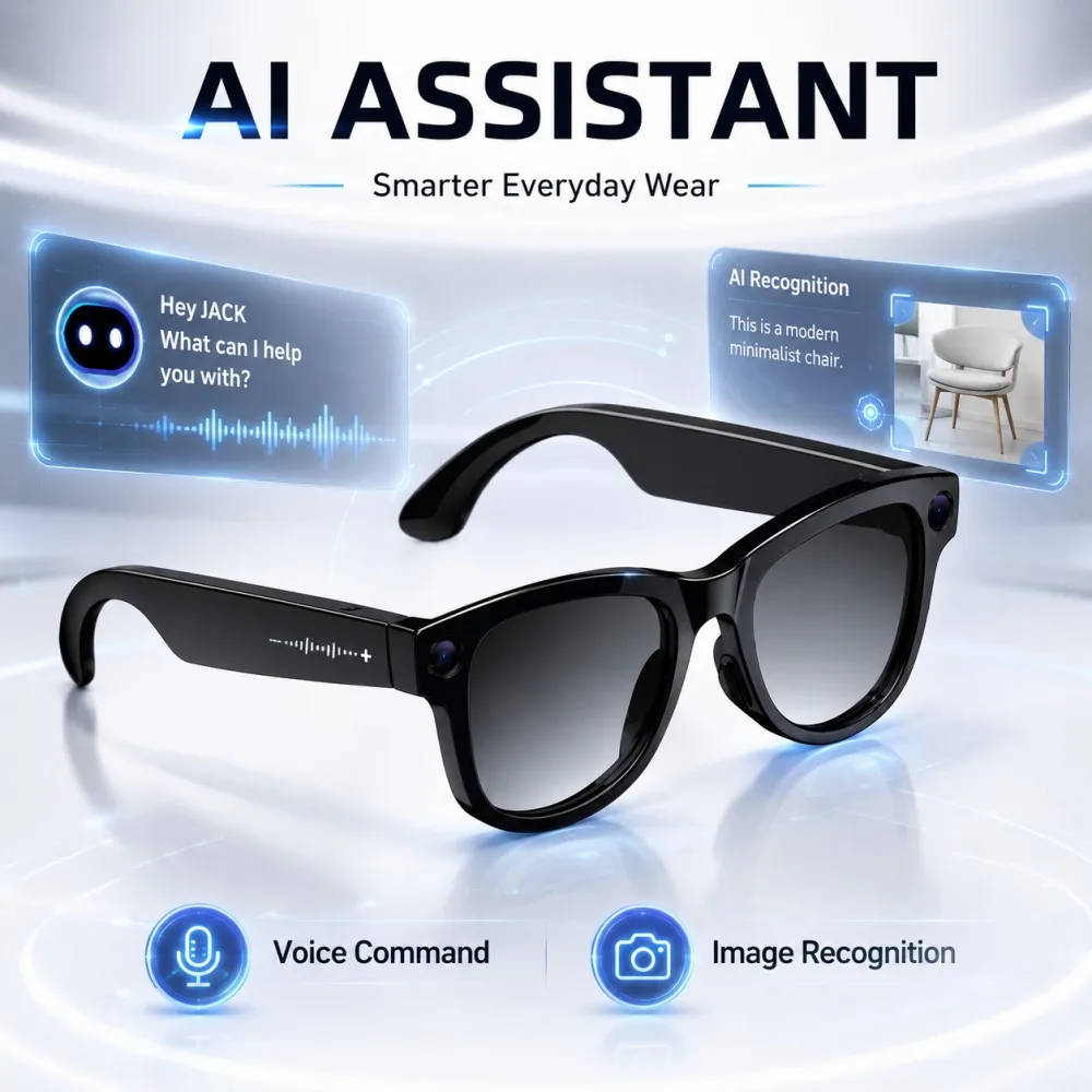 AI Smart Glasses 1300W Anti Shake HD Camera Video Recording Languages Translation Sunglasses Bluetooth Call Music Play Man Women
AI Smart Glasses 1300W Anti Shake HD Camera Video Recording Languages Translation Sunglasses Bluetooth Call Music Play Man Women
