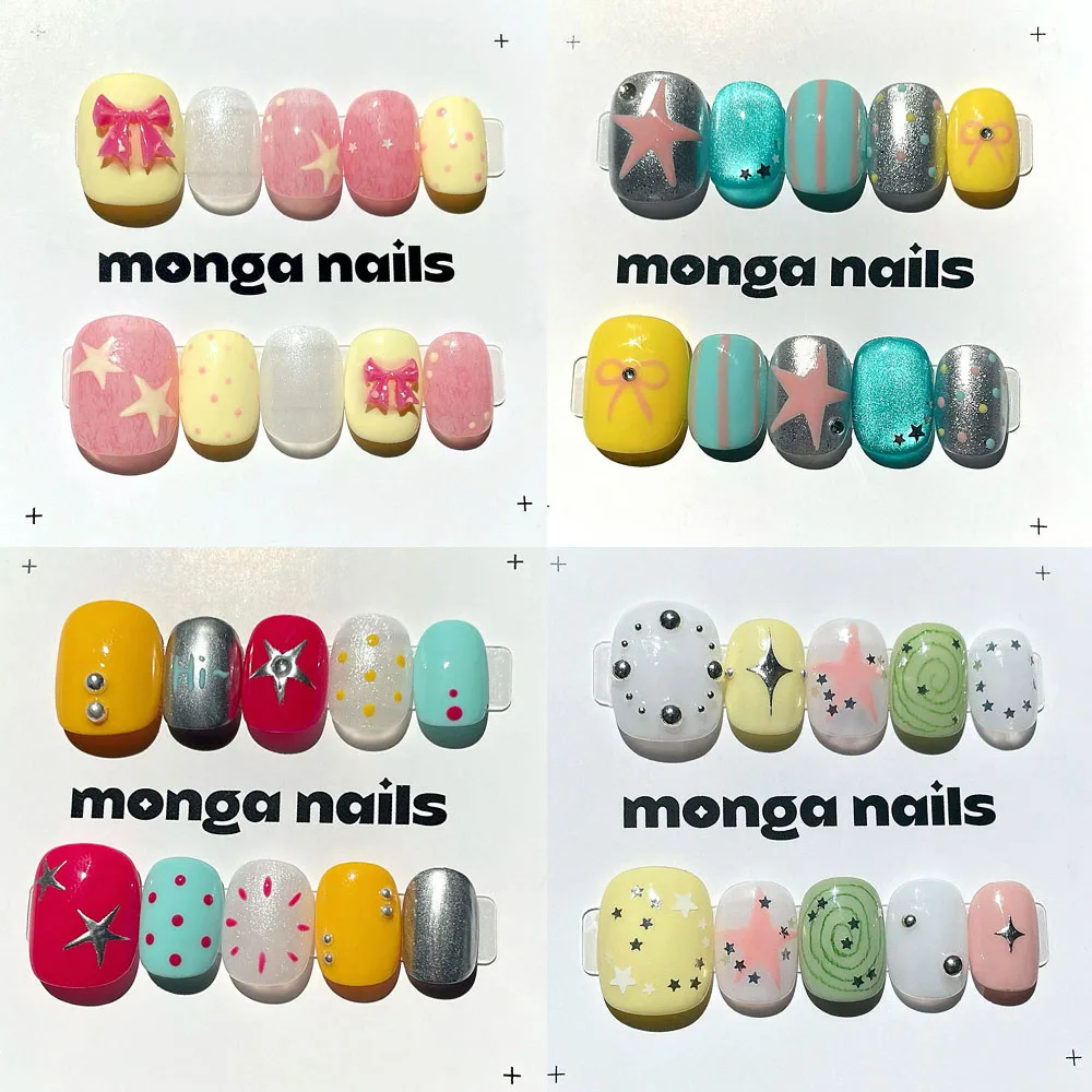 Y2K Korean Girlish Style Bowknot Dots Glitter Nail Patch Pink Star Hand-drawn Line Vortex Short Round Fake Nails Birthday Gift
Y2K Korean Girlish Style Bowknot Dots Glitter Nail Patch Pink Star Hand-drawn Line Vortex Short Round Fake Nails Birthday Gift