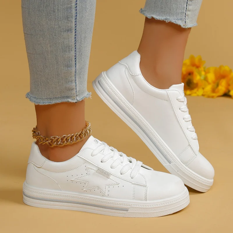 Simple White Sneakers for Women 2025 New casual low-top student sneakers Korean style versatile flat shoes
Simple White Sneakers for Women 2025 New casual low-top student sneakers Korean style versatile flat shoes