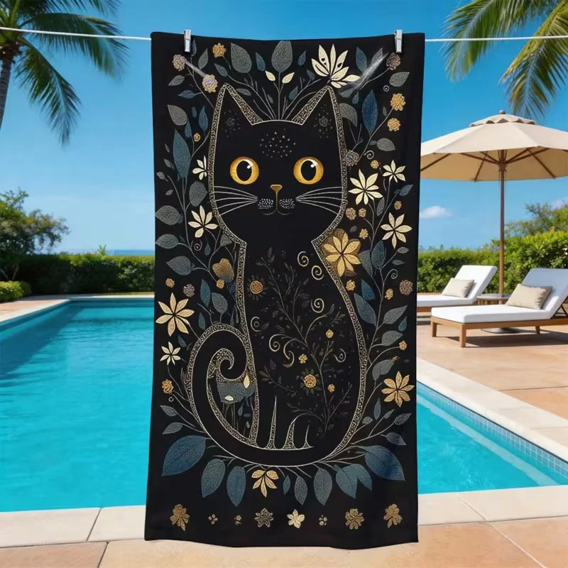 Vintage Floral Black Cat Gold Pattern Beach Towel Quick Dry Sand Free Beach Blanket Camping Summer Travel Beach Towel
Vintage Floral Black Cat Gold Pattern Beach Towel Quick Dry Sand Free Beach Blanket Camping Summer Travel Beach Towel