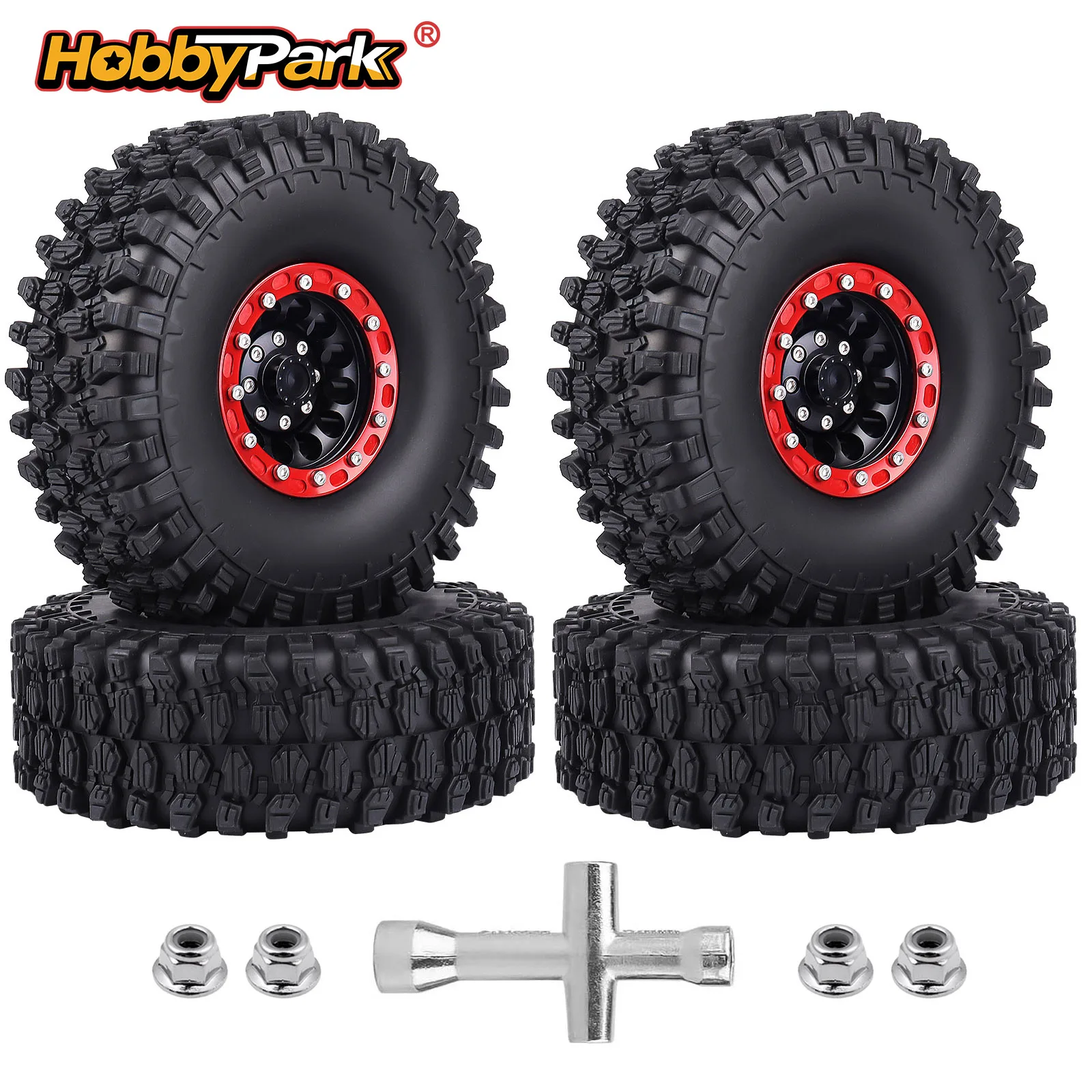 Hobbypark 1.9 Beadlock Rims Aluminum RC Crawler Tires 4.7 Inch Height Diameter Foam Inserts for Traxxas TRX4 Set of 4 w/Red Rims
Hobbypark 1.9 Beadlock Rims Aluminum RC Crawler Tires 4.7 Inch Height Diameter Foam Inserts for Traxxas TRX4 Set of 4 w/Red Rims