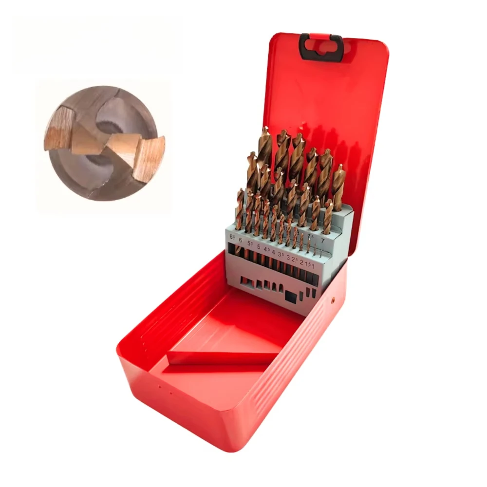 25Pcs 1-13mm Cobalt Drill Bit Set, Jobber Twist Bit for Clean Accurate No Lock-Up Drilling for Rough Metal Sheet
25Pcs 1-13mm Cobalt Drill Bit Set, Jobber Twist Bit for Clean Accurate No Lock-Up Drilling for Rough Metal Sheet