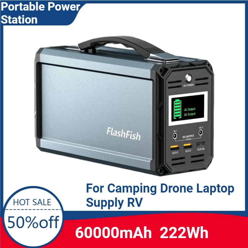New 60000mAh Portable Power Station 222WH Emergency Solar Generator Battery Pack Power Bank for Camping Drone Laptop Supply RV
New 60000mAh Portable Power Station 222WH Emergency Solar Generator Battery Pack Power Bank for Camping Drone Laptop Supply RV