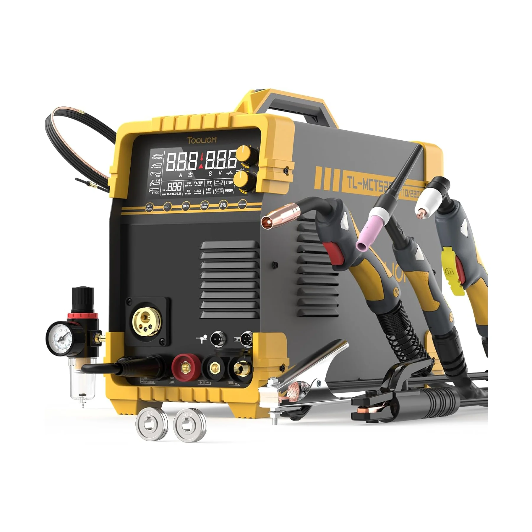 MIG/TIG/CUT/Stick Welder 5 in 1 Multiprocess Welding Machine 110/220V Dual Voltage Aluminum Welding Machine Spool Gun Compatible
MIG/TIG/CUT/Stick Welder 5 in 1 Multiprocess Welding Machine 110/220V Dual Voltage Aluminum Welding Machine Spool Gun Compatible