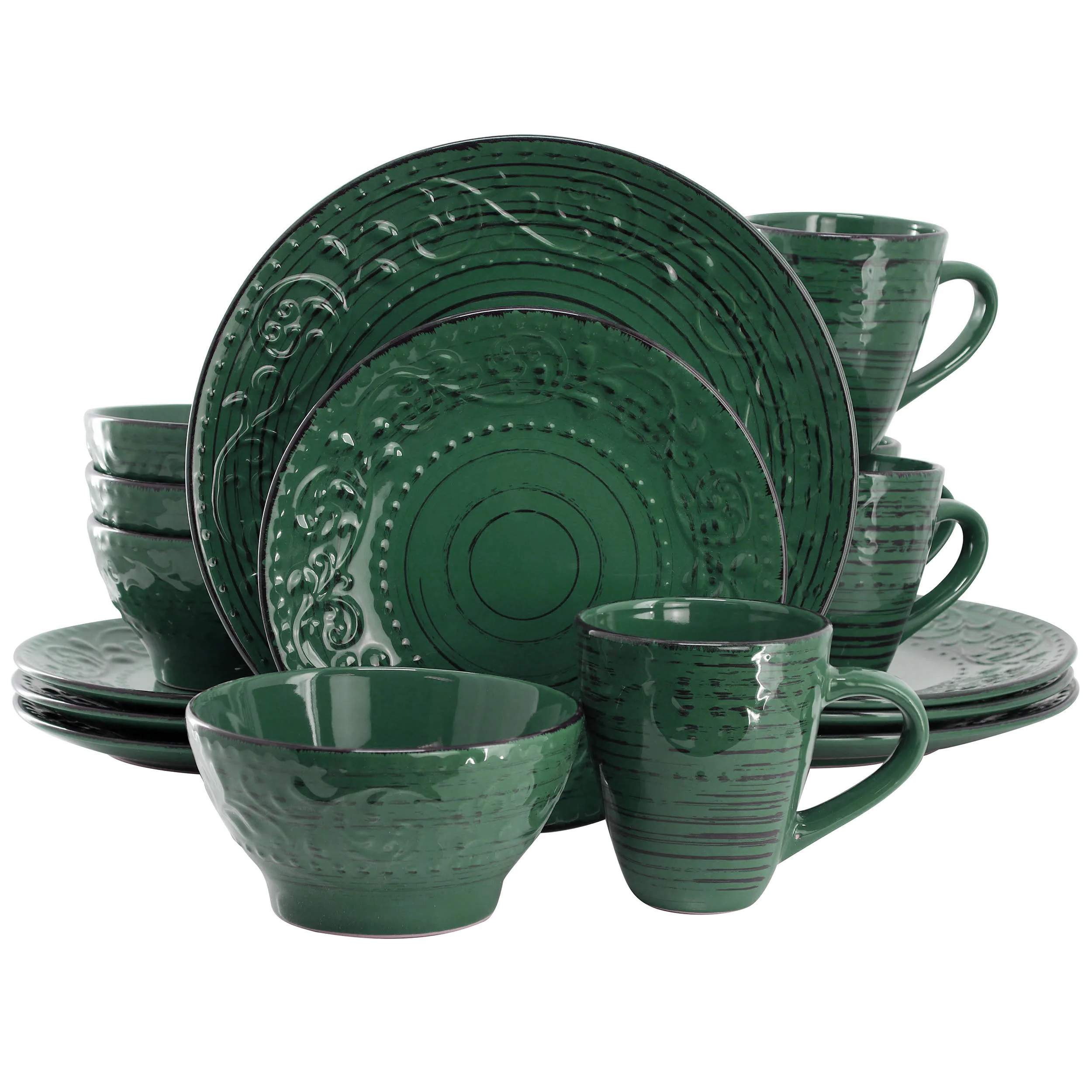 Dark Green 16-Piece Dinnerware Set with Sea Glass Finish
Dark Green 16-Piece Dinnerware Set with Sea Glass Finish