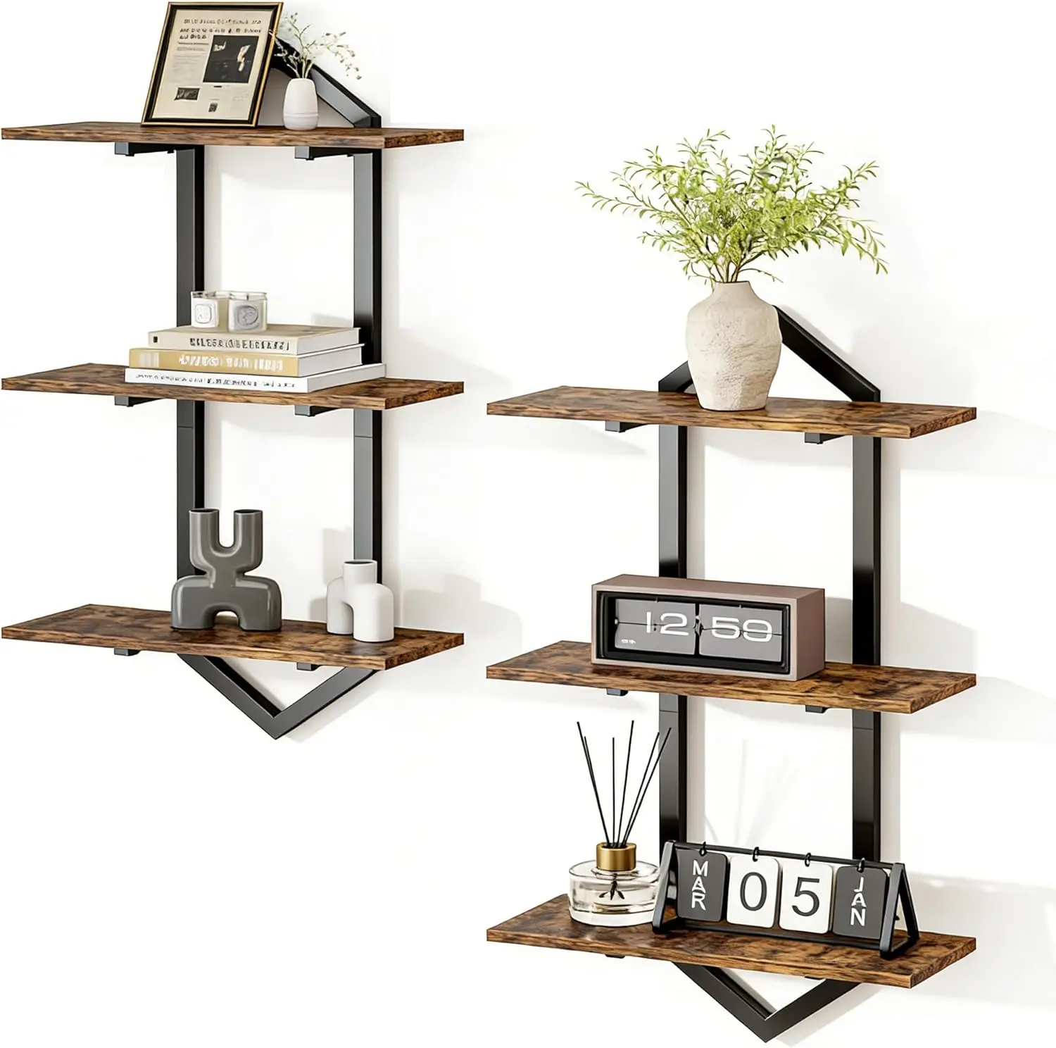 3 Tier Floating Shelves, Set of 2 Wall Shelves for Living Room, Modern Geometric Wooden Shelf for Wall Decor, Hanging S
3 Tier Floating Shelves, Set of 2 Wall Shelves for Living Room, Modern Geometric Wooden Shelf for Wall Decor, Hanging S