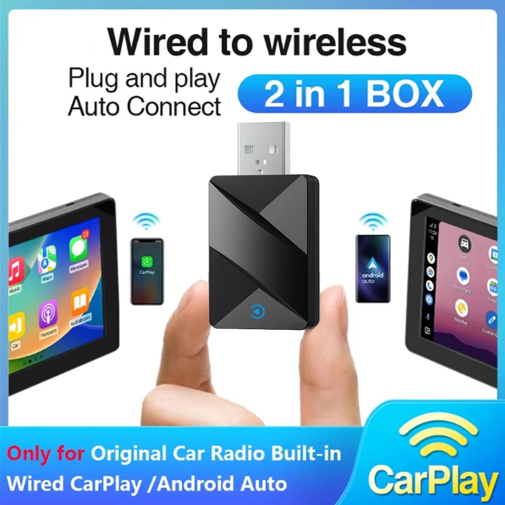 New 2 in 1 Wireless CarPlay Adapter and Android Auto Smart USB Adapter Plug and Play Car Radio for Mazda Haval Kia Volvo Audi VW
New 2 in 1 Wireless CarPlay Adapter and Android Auto Smart USB Adapter Plug and Play Car Radio for Mazda Haval Kia Volvo Audi VW