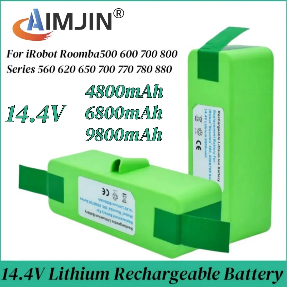 14.4V 4800/6800/9800mAh Li-ion Battery Compatible For iRobot Roomba R3 500 600 700 800 Series 500 550 560 620 650 675 760 770
14.4V 4800/6800/9800mAh Li-ion Battery Compatible For iRobot Roomba R3 500 600 700 800 Series 500 550 560 620 650 675 760 770