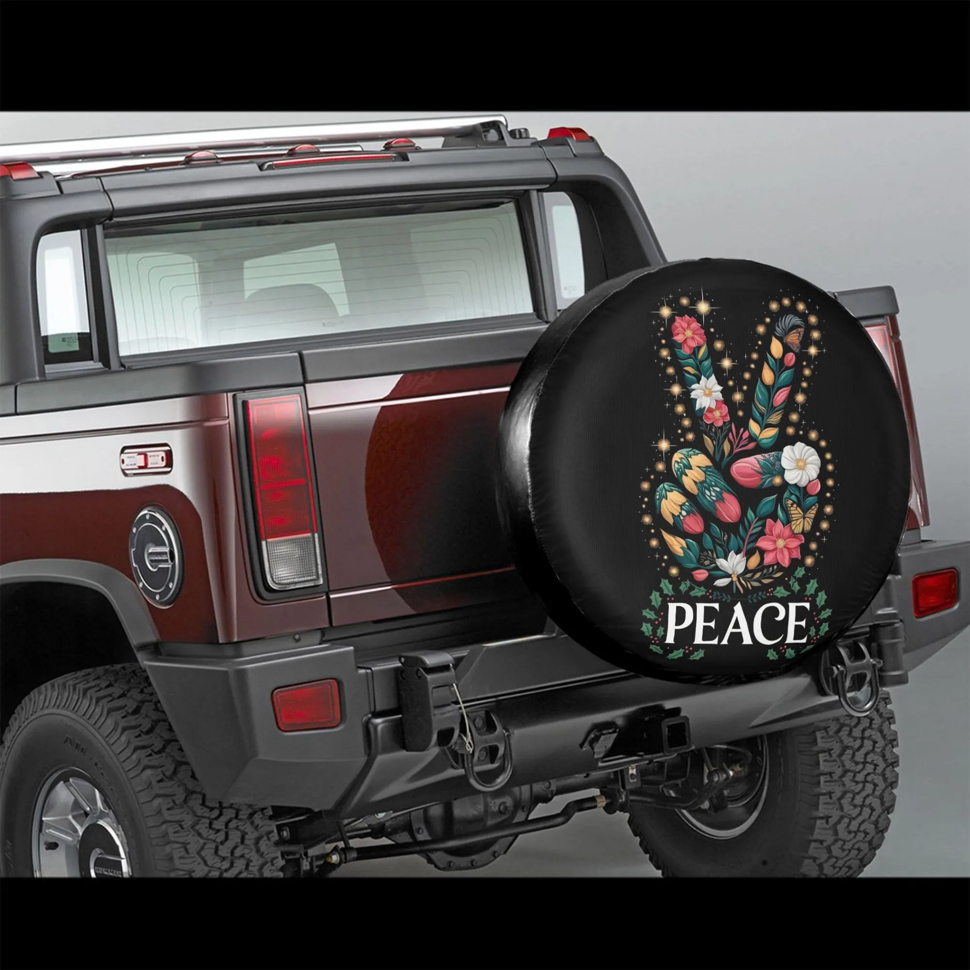 Floral Peace Sign Tire Cover Polyester Waterproof Outdoor Spare Wheel Protector
Floral Peace Sign Tire Cover Polyester Waterproof Outdoor Spare Wheel Protector