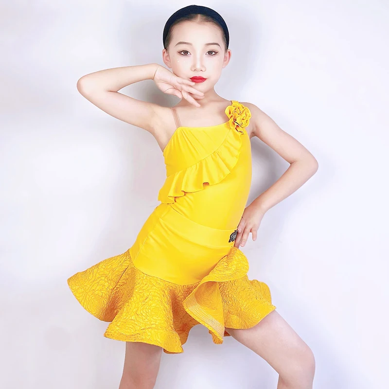 Yellow Oblique Shoulder Latin Dance Dress Girls Ballroom Dance Professional Clothing Kids Competition Dancing Wear SL10548
Yellow Oblique Shoulder Latin Dance Dress Girls Ballroom Dance Professional Clothing Kids Competition Dancing Wear SL10548