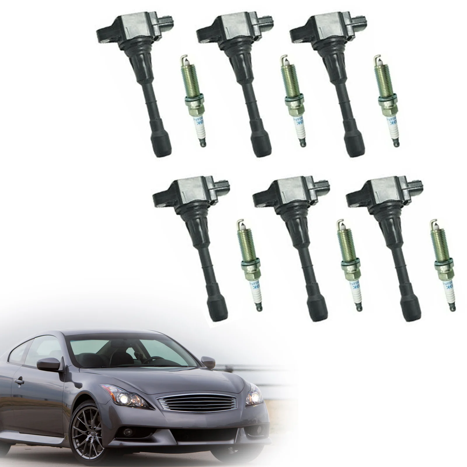 6 Ignition coil+6 Spark Plug UF550 for Infiniti G25 Nissan Maxima 3.5 V6 2009-2019
6 Ignition coil+6 Spark Plug UF550 for Infiniti G25 Nissan Maxima 3.5 V6 2009-2019