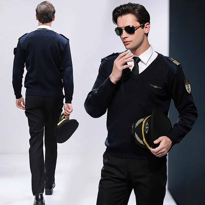 Pilot Uniform Sweater Coat Lining Pants Flight Suit Winter Imitation Wool Captain V-neck Knitted Sweater Aviation Uniform
Pilot Uniform Sweater Coat Lining Pants Flight Suit Winter Imitation Wool Captain V-neck Knitted Sweater Aviation Uniform