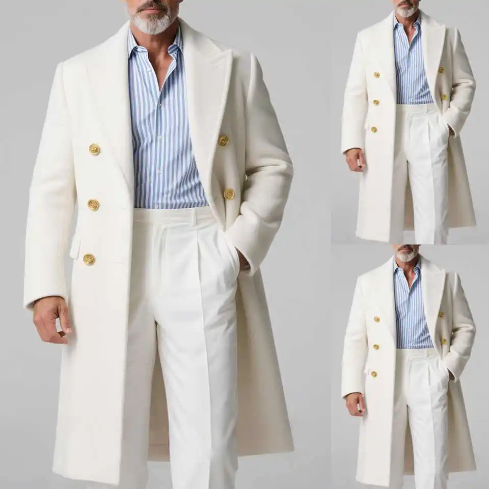 Customized Mens Wedding Long Coat French Ivory Business Overcoat Winter Warm Woolen Coat One Piece
Customized Mens Wedding Long Coat French Ivory Business Overcoat Winter Warm Woolen Coat One Piece