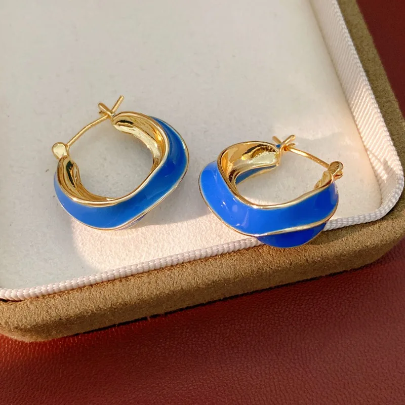 Navy Blue Twisted Copper Hoop Earrings for Women Luxury Retro Metal Versatile Jewelry for Party
Navy Blue Twisted Copper Hoop Earrings for Women Luxury Retro Metal Versatile Jewelry for Party