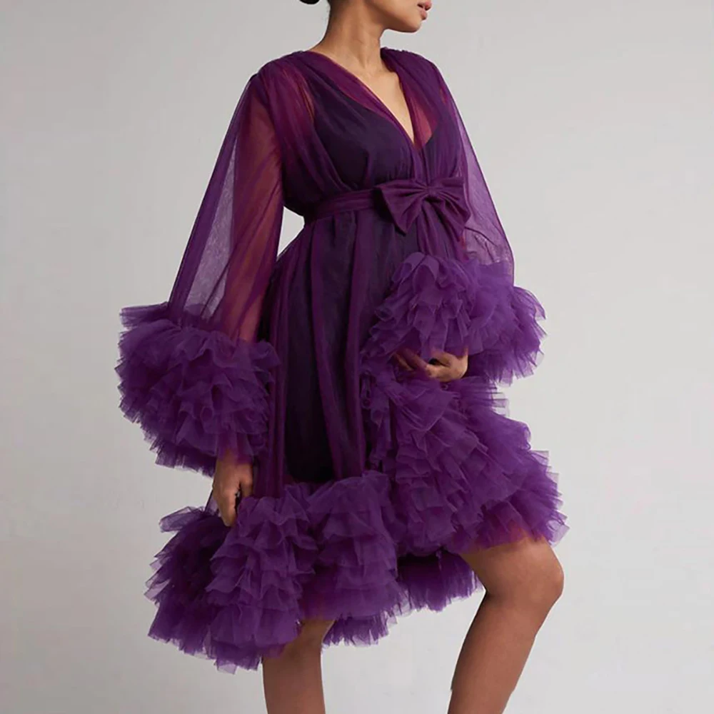 Sexy Sleepwear Women Pregnant Photoshoot Robe Long Sleeve Pleating Nightdress Nightwear For Bridal Dress Size Customized
Sexy Sleepwear Women Pregnant Photoshoot Robe Long Sleeve Pleating Nightdress Nightwear For Bridal Dress Size Customized