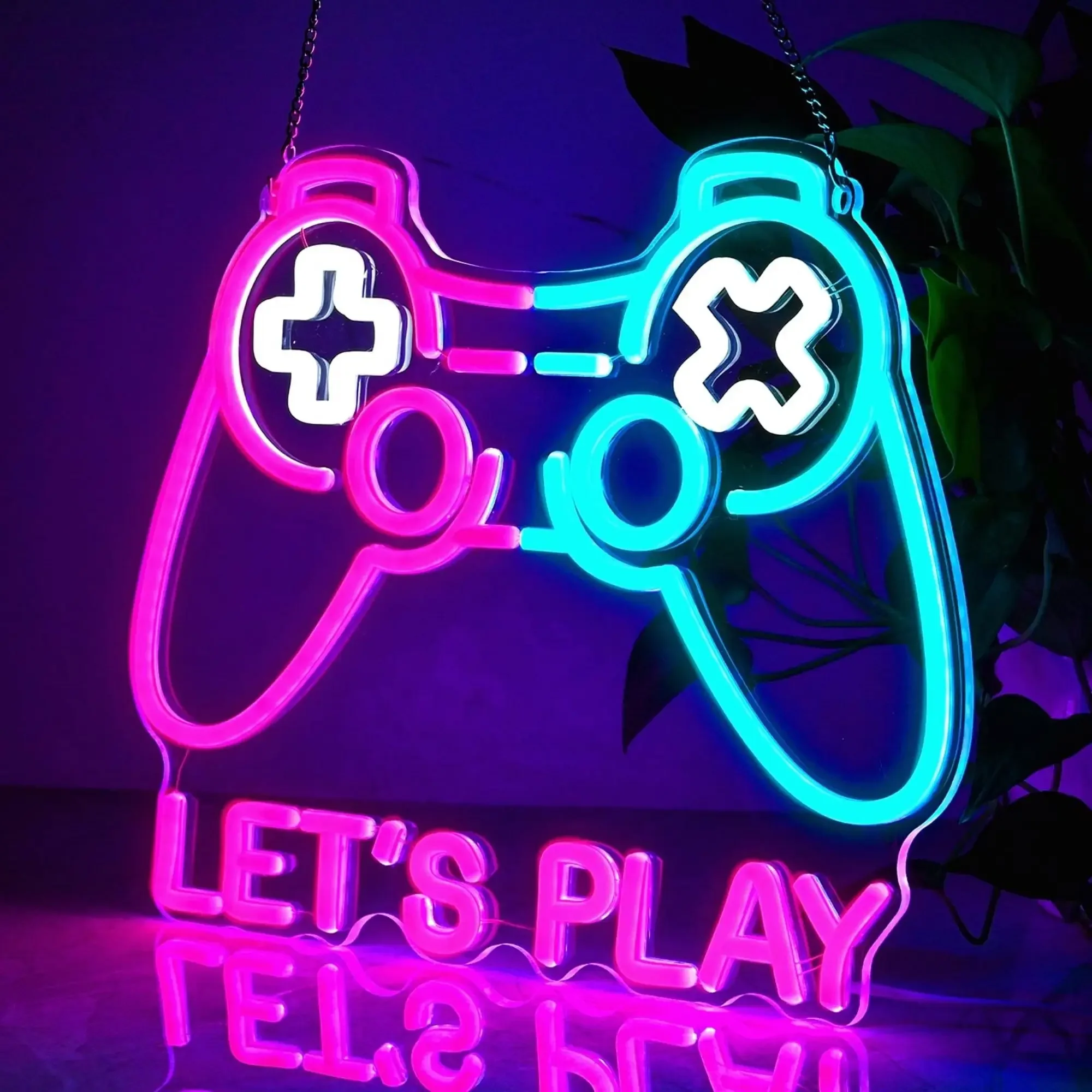 Lets Play Game Controller Neon Sign USB Dimmable LED Wall Light Pink Blue Glow for Gaming Room Bedroom Decor Gift for Gamers
Lets Play Game Controller Neon Sign USB Dimmable LED Wall Light Pink Blue Glow for Gaming Room Bedroom Decor Gift for Gamers