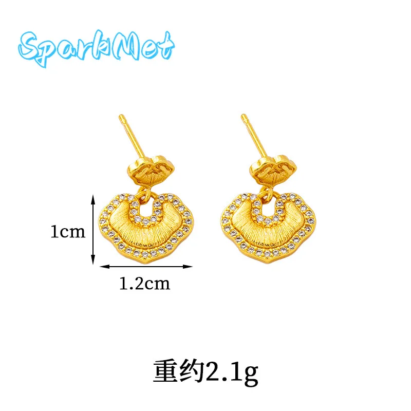 Sparkmet Diamond-Studded Ruyi Lock Gourd Earrings Women's 24K Gold AU999 -Dynamic ruyi gourd, glowing by ears, ideal for daily s
Sparkmet Diamond-Studded Ruyi Lock Gourd Earrings Women's 24K Gold AU999 -Dynamic ruyi gourd, glowing by ears, ideal for daily s