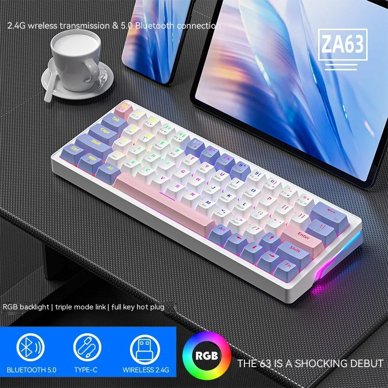 ZA63 63-Key Laptop Desktops Wireless Game Mechanical Dual RGB Mechanical Keyboards Computer Peripherals Office Accessories
ZA63 63-Key Laptop Desktops Wireless Game Mechanical Dual RGB Mechanical Keyboards Computer Peripherals Office Accessories