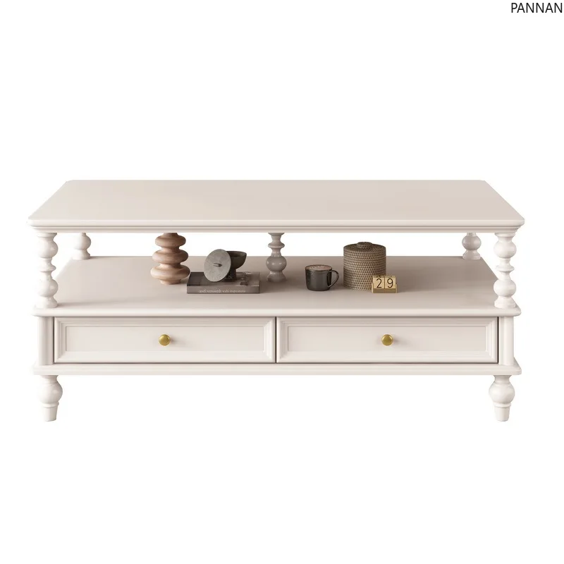 American all solid wood living room TV cabinet coffee table combination French cream style tea table
American all solid wood living room TV cabinet coffee table combination French cream style tea table