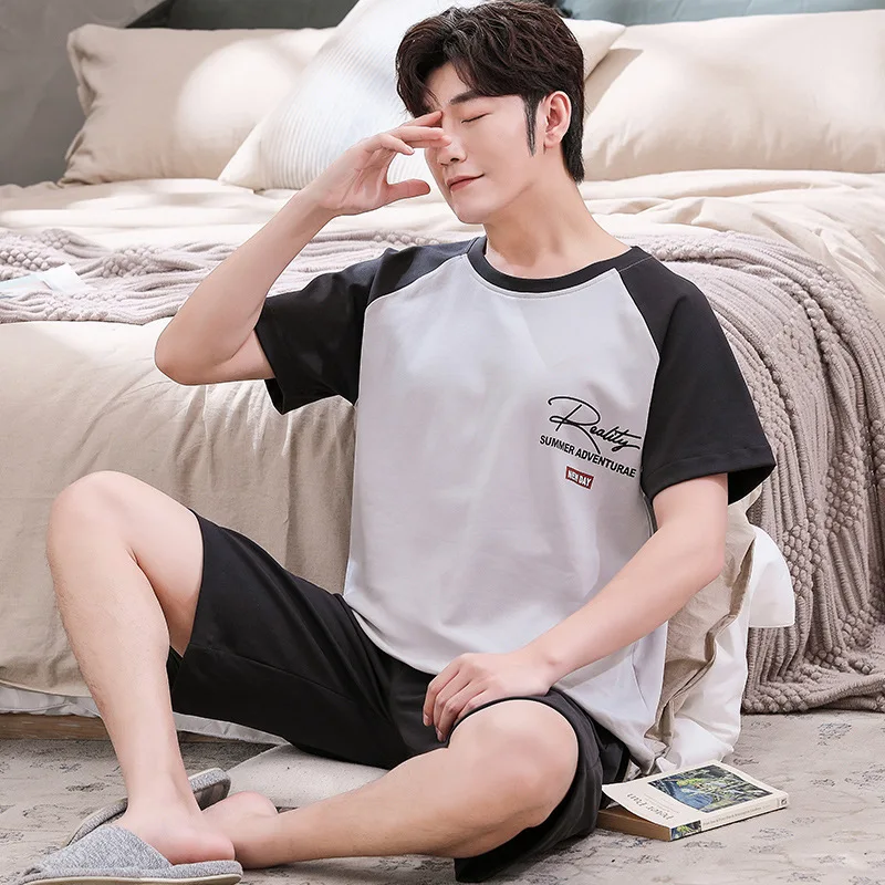 Summer New Knitted Cotton Short Sleeve Men Pajamas Sets Fashion 3XL Pijamas Cartoon Pajama for Men Sleepwear Leisure Home Suit
Summer New Knitted Cotton Short Sleeve Men Pajamas Sets Fashion 3XL Pijamas Cartoon Pajama for Men Sleepwear Leisure Home Suit