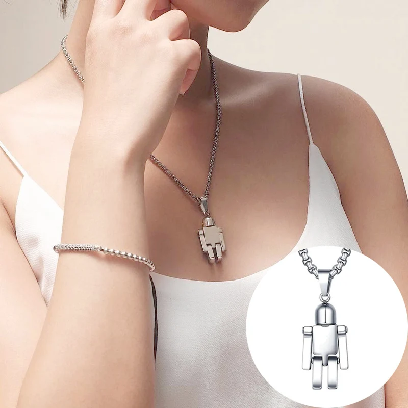 Men Stainless Steel Astronaut Robot Necklace for Women Creative Spacemen Pendant with Chain Wholesale
Men Stainless Steel Astronaut Robot Necklace for Women Creative Spacemen Pendant with Chain Wholesale