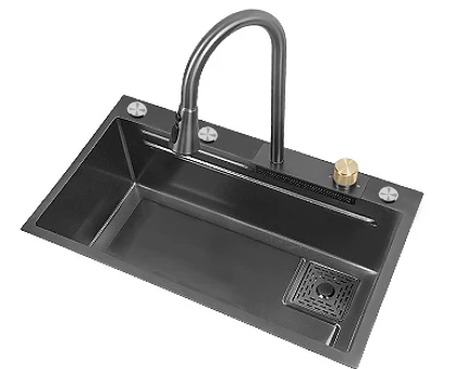 Kitchen sink large single tank household 304 stainless steel island sink basin basin basin under the platform.
Kitchen sink large single tank household 304 stainless steel island sink basin basin basin under the platform.