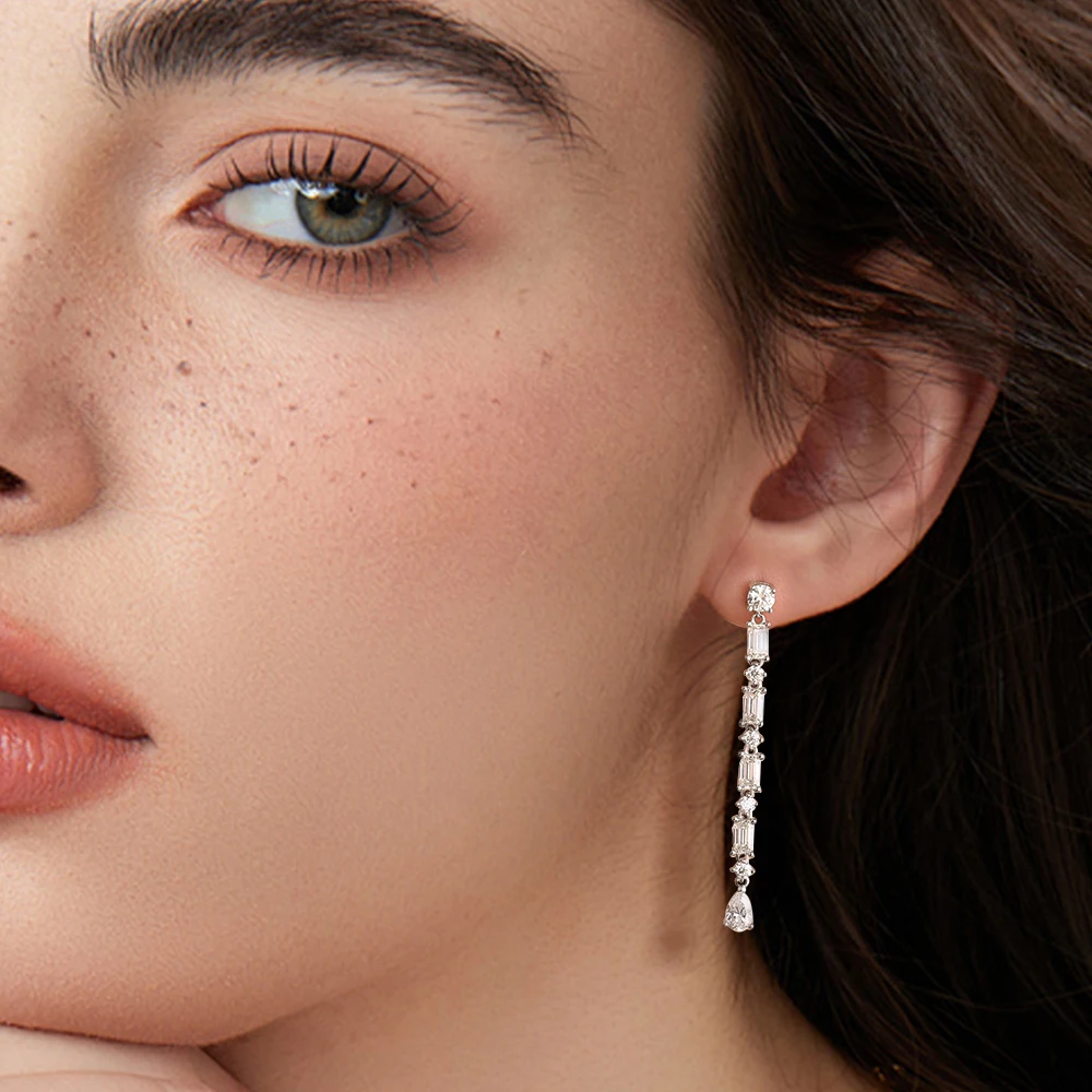 TEMGF 1 Pair Tassel Earrings All Moissanite Inlay S925 Silver Long Ear Studs for Women Fashion Luxury Fine Jewelry
TEMGF 1 Pair Tassel Earrings All Moissanite Inlay S925 Silver Long Ear Studs for Women Fashion Luxury Fine Jewelry