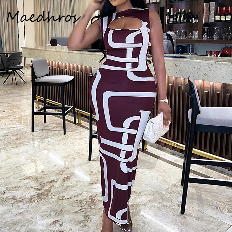Contrast Print Sleeveless Open Chest Hollow Out Women Sexy Maxi Dress Spring Women Elegant Party Clothes Vacation Club Dress
Contrast Print Sleeveless Open Chest Hollow Out Women Sexy Maxi Dress Spring Women Elegant Party Clothes Vacation Club Dress