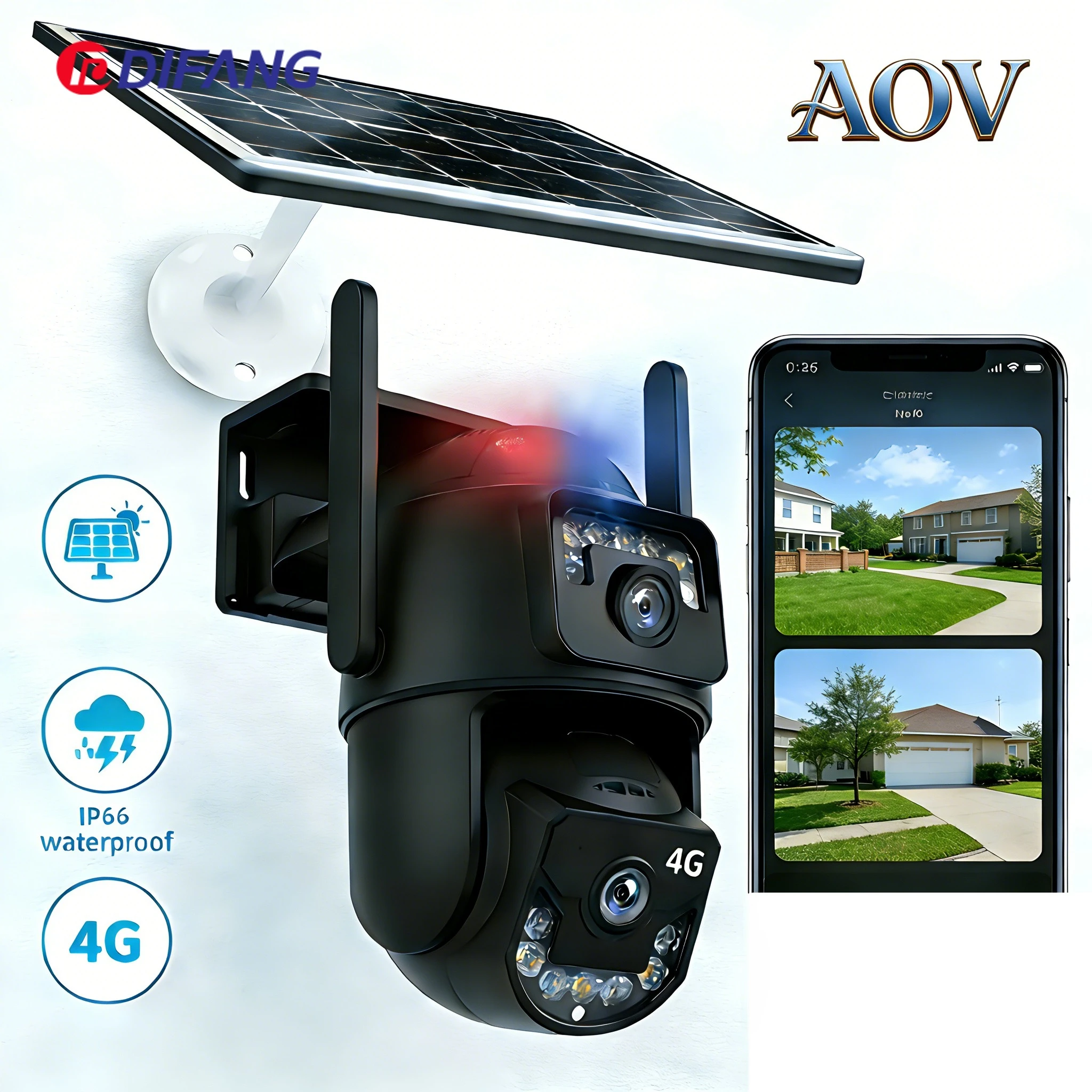 Новая 4G солнечная камера AOV с двумя объективами, двумя экранами, ИИ-отслеживанием, водонепроницаемая, с поддержкой SIM-карты 4G, AOV O-Kam
Новая 4G солнечная камера AOV с двумя объективами, двумя экранами, ИИ-отслеживанием, водонепроницаемая, с поддержкой SIM-карты 4G, AOV O-Kam