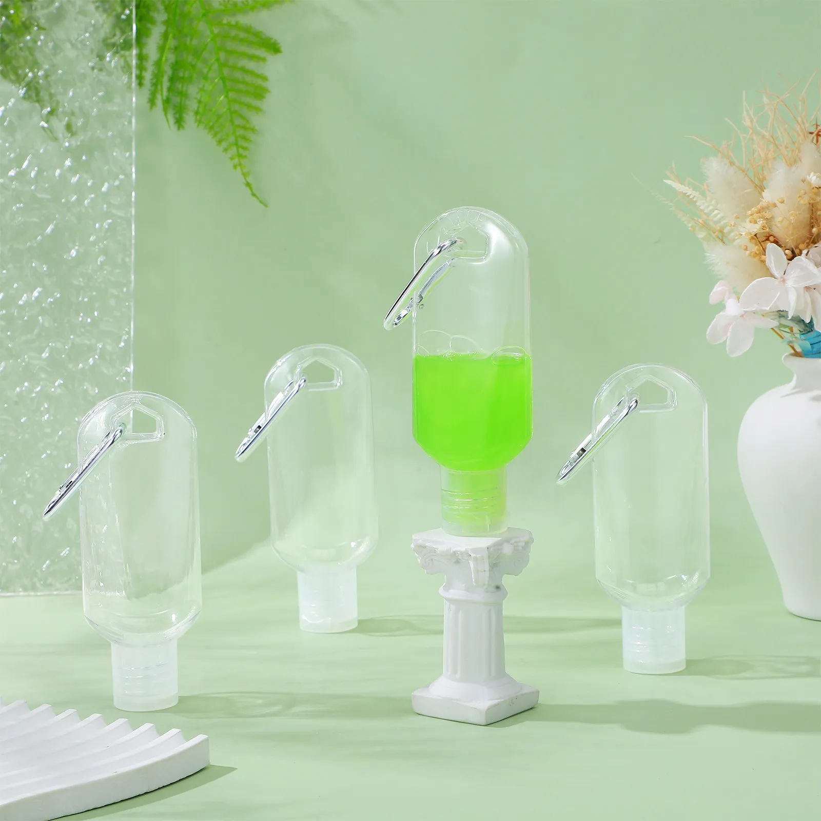 60ml Hand Gel Bottles with Silver Carabiner Refillable Reusable Travel Shampoo Subpackage Plastic Bottles Keychain Empty
60ml Hand Gel Bottles with Silver Carabiner Refillable Reusable Travel Shampoo Subpackage Plastic Bottles Keychain Empty