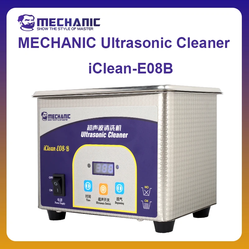 MECHANIC OFFICIAL Ultrasonic Cleaner iClean-E08B Cleans Without Damaging Suitable For Cleaning Mobile Phone Repair Tools.
MECHANIC OFFICIAL Ultrasonic Cleaner iClean-E08B Cleans Without Damaging Suitable For Cleaning Mobile Phone Repair Tools.
