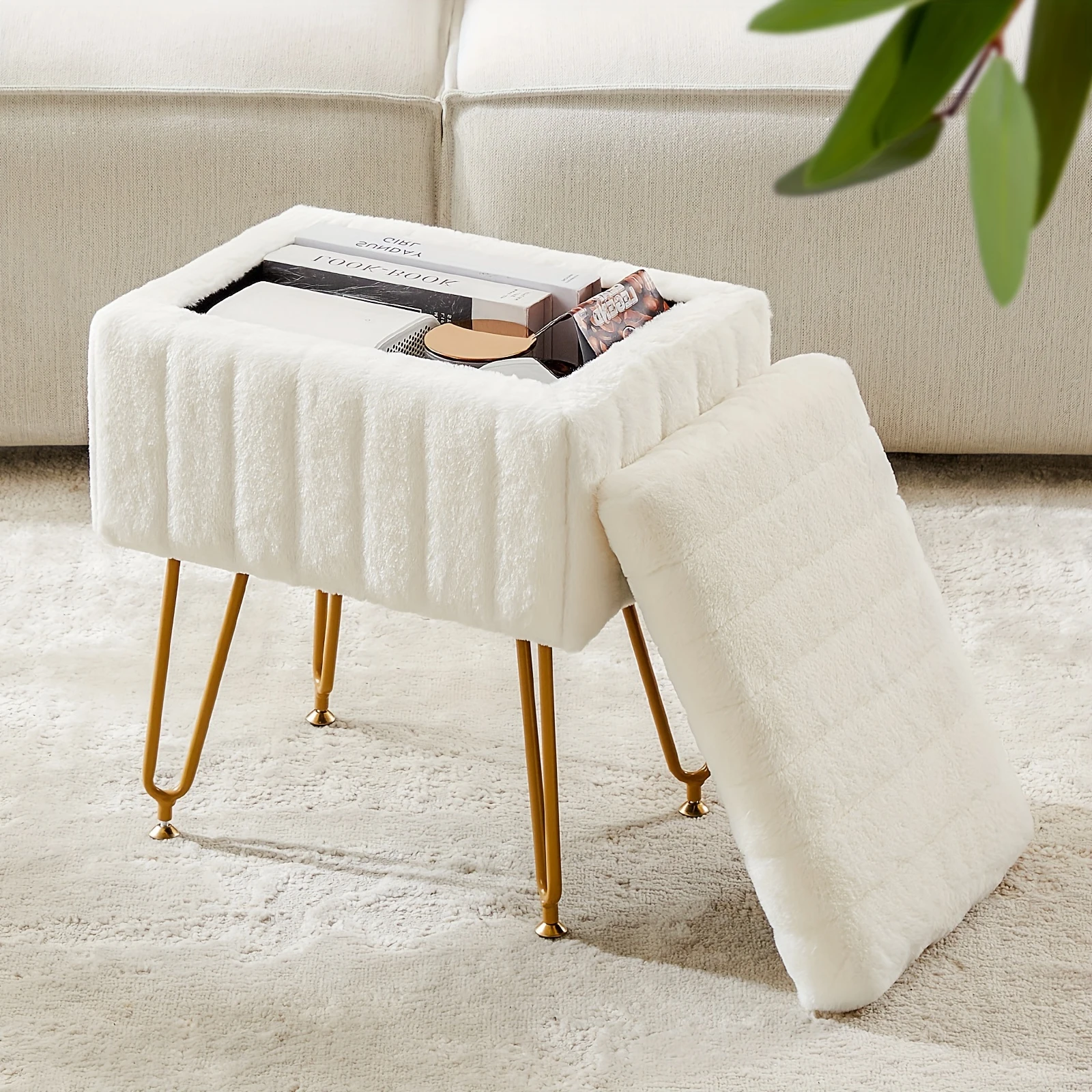 Vanity Stools with Storage Space, Artificial Fur Cushioned Dressing Stool Chair, with 4 Metal Legs, for Bedroom and Living Room
Vanity Stools with Storage Space, Artificial Fur Cushioned Dressing Stool Chair, with 4 Metal Legs, for Bedroom and Living Room