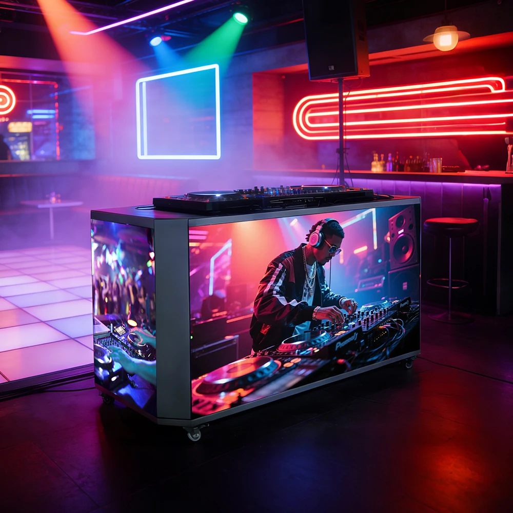 Indoor HD LED Foldable DJ Booth Display Panel P2.5 Smart GOB Control Facade Station Screen for Night Bar Club Disco Stage Party
Indoor HD LED Foldable DJ Booth Display Panel P2.5 Smart GOB Control Facade Station Screen for Night Bar Club Disco Stage Party